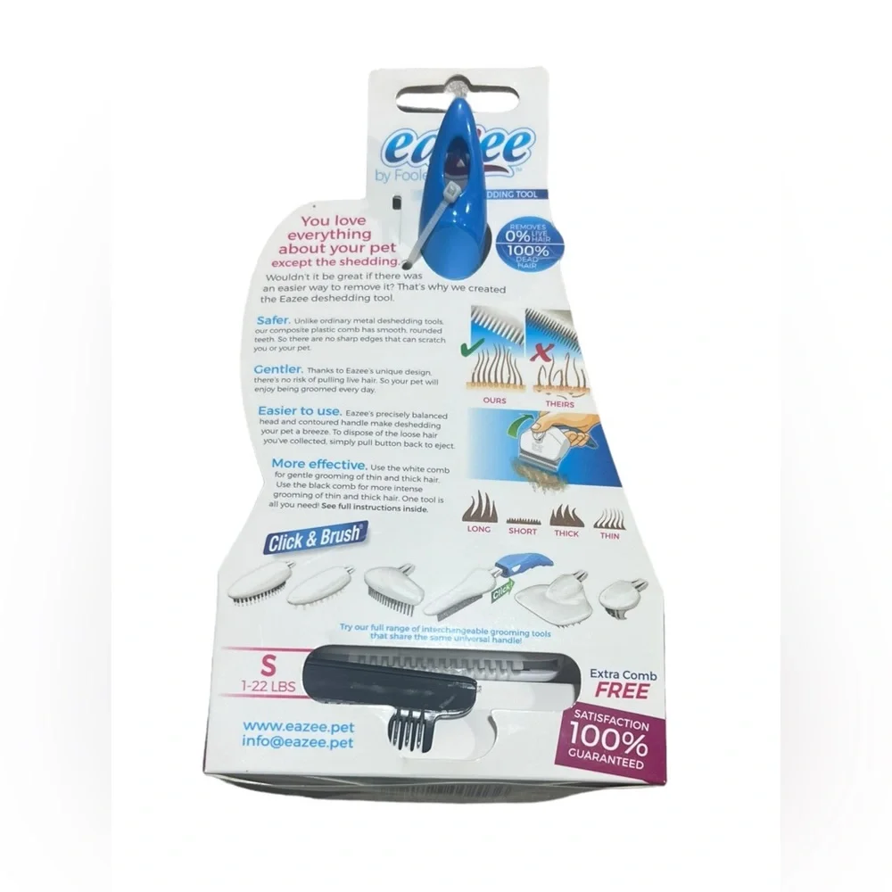 Eazee Small Dog Blue DeShedding Brush By Foolee
